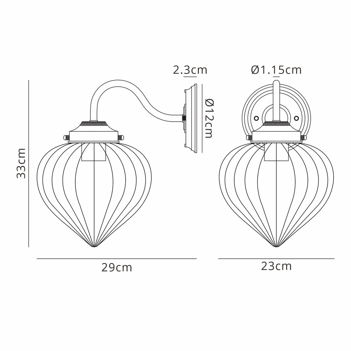Appin Wall Light in Polished Nickel with Smoke Flower Bud Glass Shade