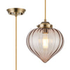 Appin Single Drop Pendant in Antique Brass with Cognac Flower Bud Glass Shade