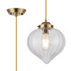 Appin Single Drop Pendant in Antique Brass with Clear Flower Bud Glass Shade