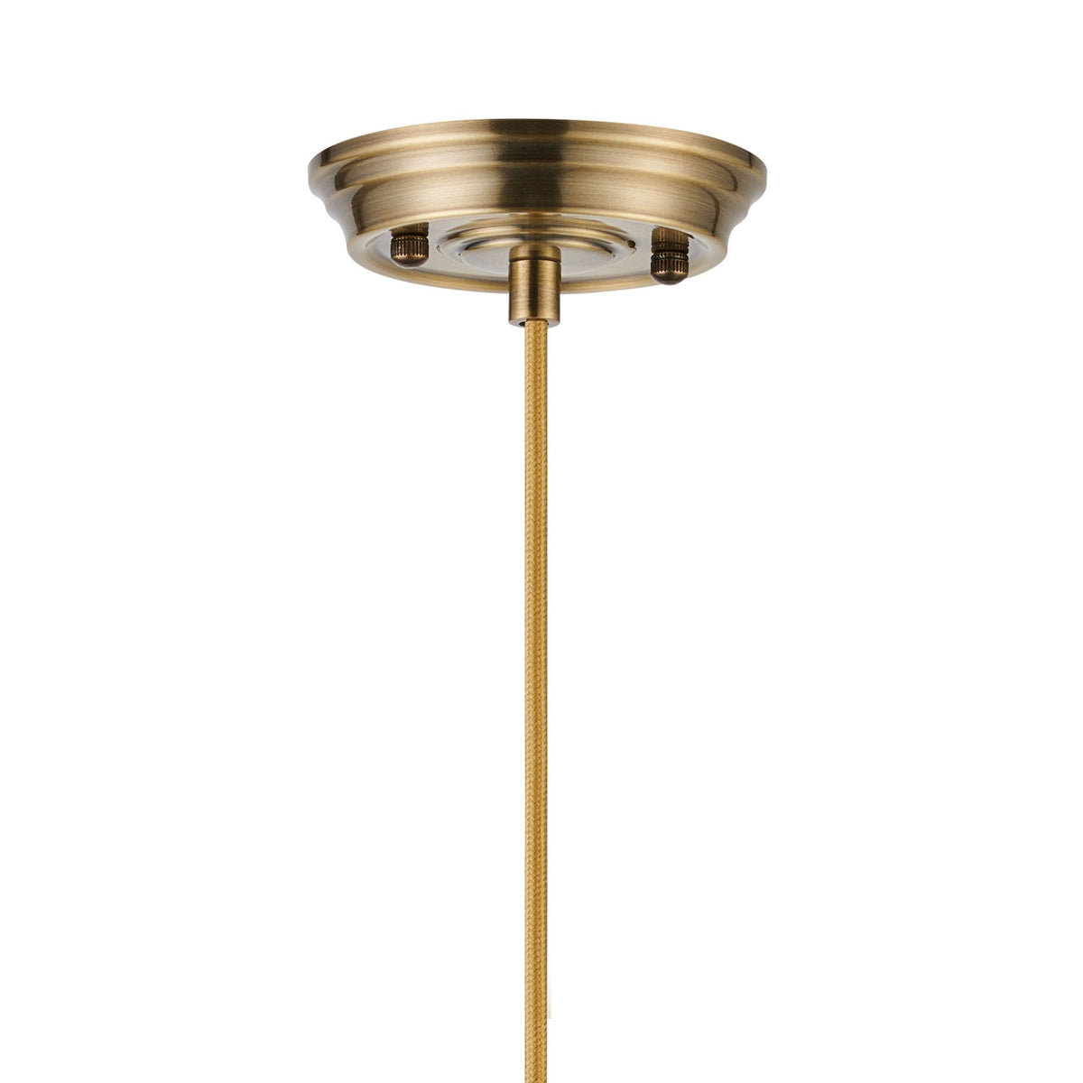 Appin Single Drop Pendant in Antique Brass with Clear Flower Bud Glass Shade