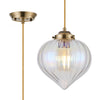 Appin Single Drop Pendant in Antique Brass with Iridescent Faded Flower Bud Glass Shade