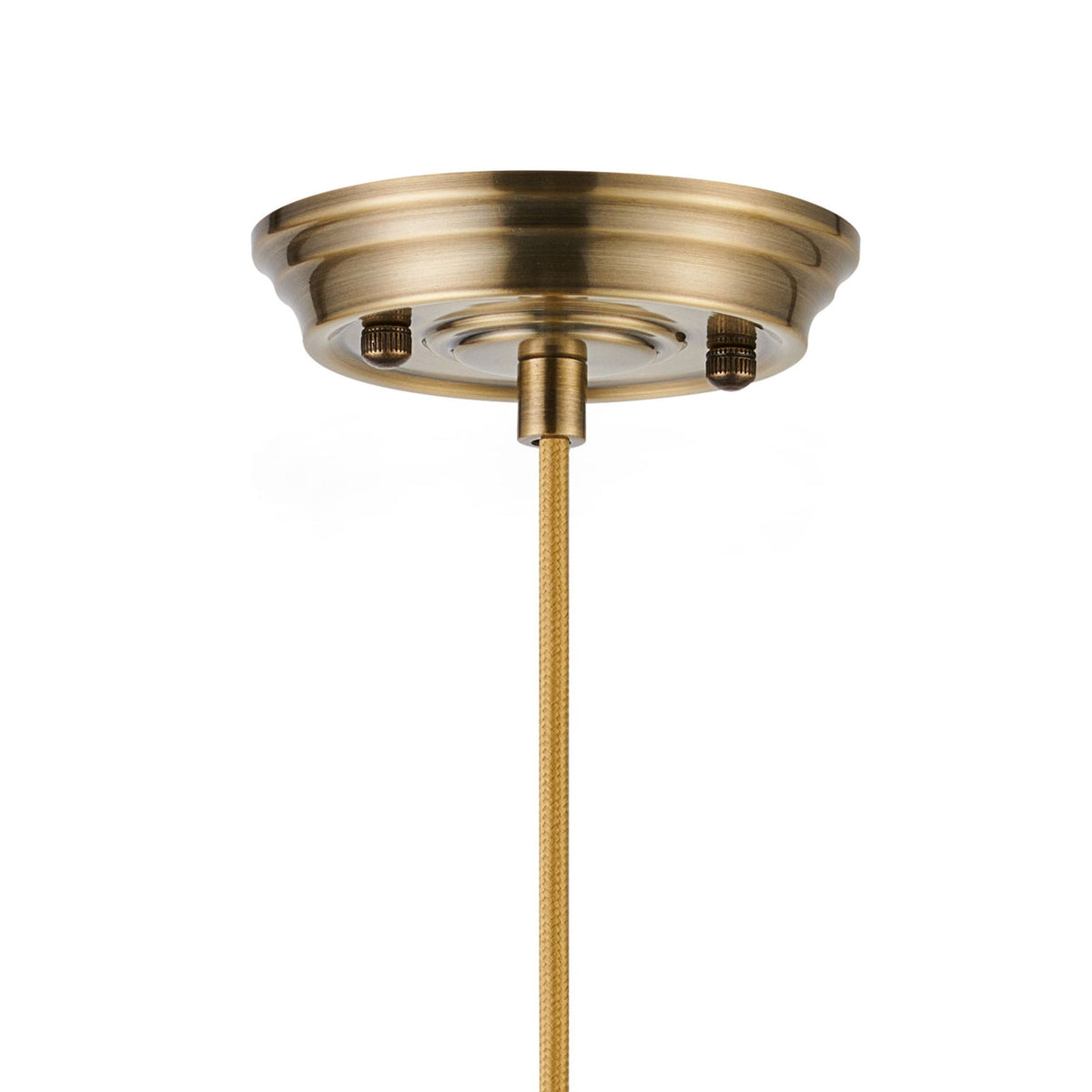 Appin Single Drop Pendant in Antique Brass with Iridescent Faded Flower Bud Glass Shade