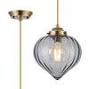 Appin Single Drop Pendant in Antique Brass with Smoke Flower Bud Glass Shade