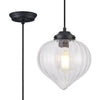 Appin Single Drop Pendant in Satin Black with Clear Flower Bud Glass Shade