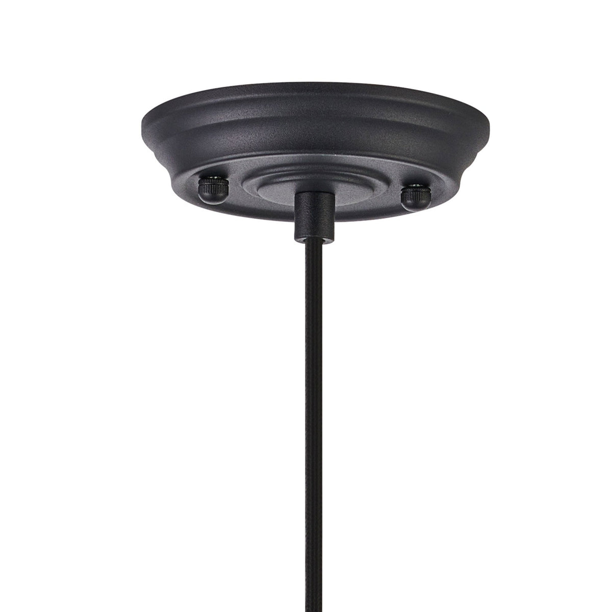 Appin Single Drop Pendant in Satin Black with Iridescent Faded Flower Bud Glass Shade