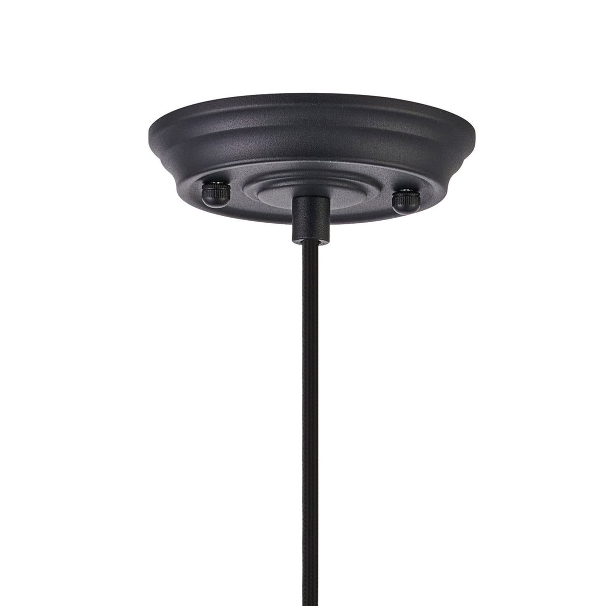 Appin Single Drop Pendant in Satin Black with Smoke Flower Bud Glass Shade