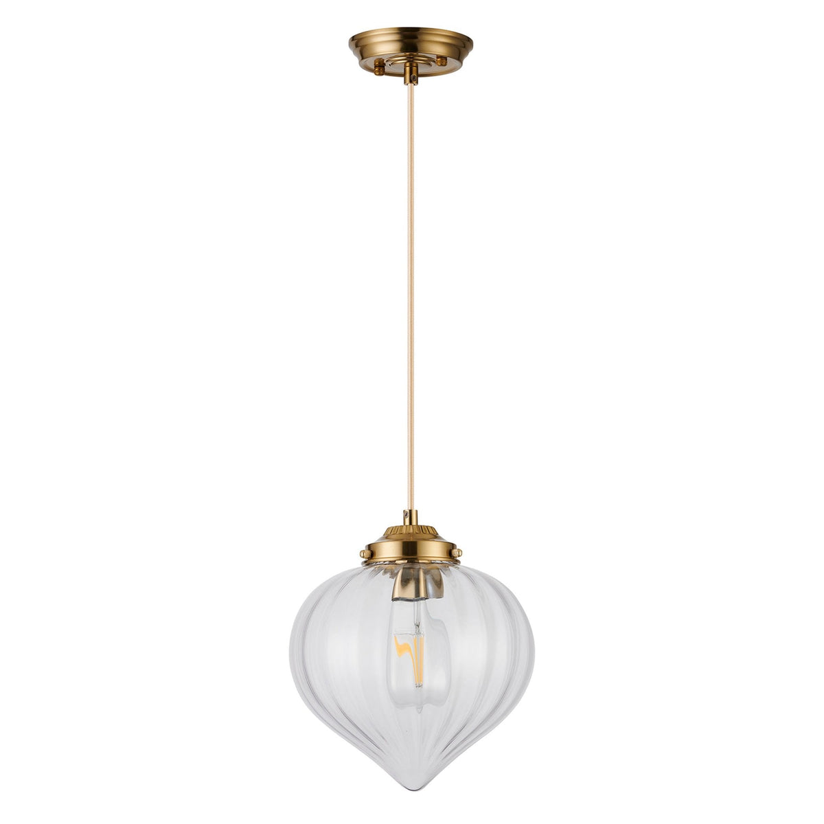 The pendant light, with a warm light, suitable for home decor.