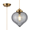 Appin Single Drop Pendant in Brass with Smoke Flower Bud Glass Shade