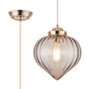 Appin Single Drop Pendant in French Gold with Cognac Flower Bud Glass Shade
