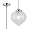 Appin Single Drop Pendant in Polished Nickel with Clear Flower Bud Glass Shade