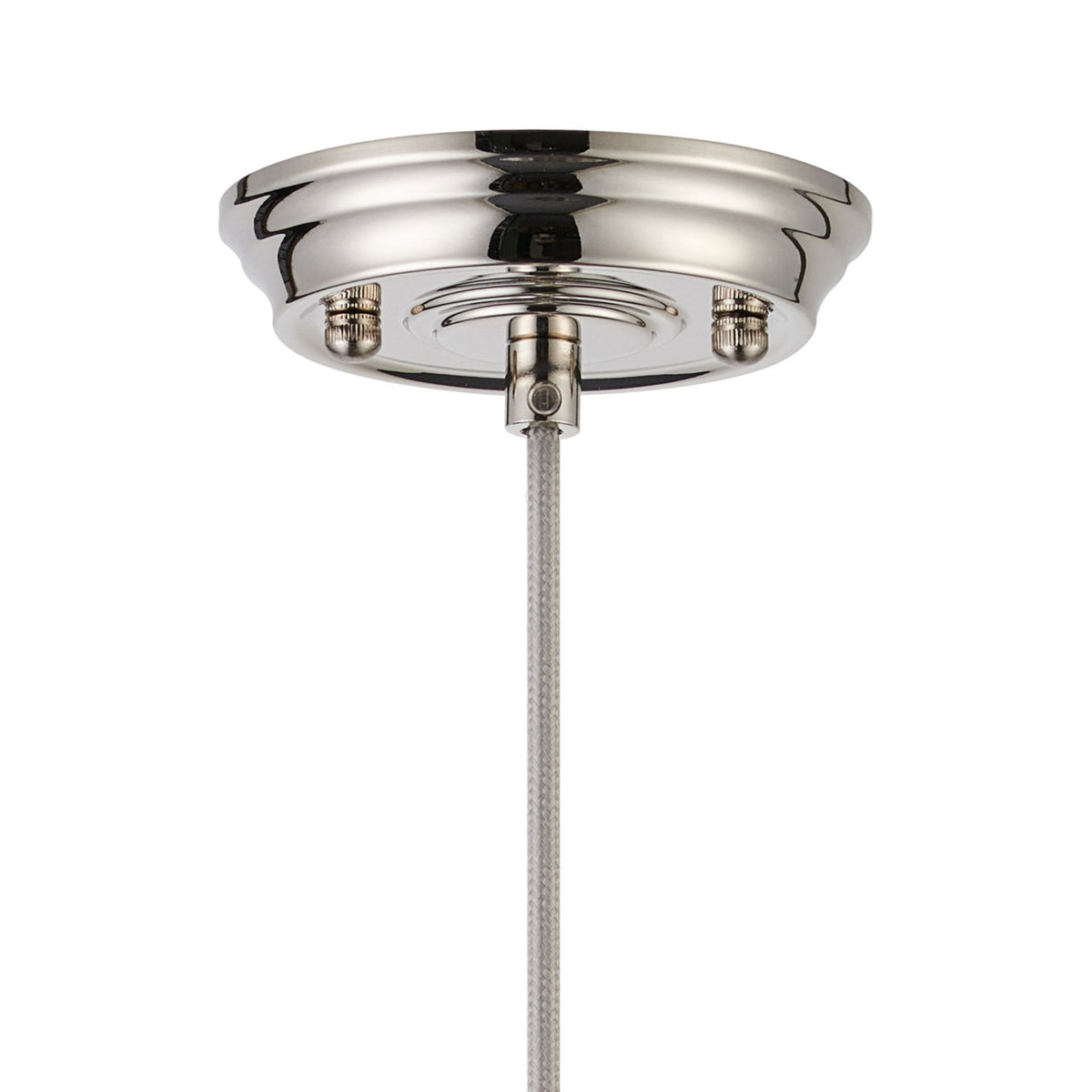 Appin Single Drop Pendant in Polished Nickel with Clear Flower Bud Glass Shade