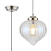 Appin Single Drop Pendant in Polished Nickel with Iridescent Faded Flower Bud Glass Shade
