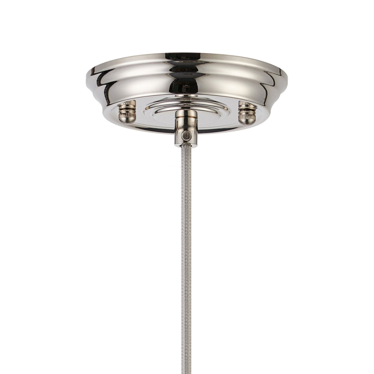Appin Single Drop Pendant in Polished Nickel with Iridescent Faded Flower Bud Glass Shade