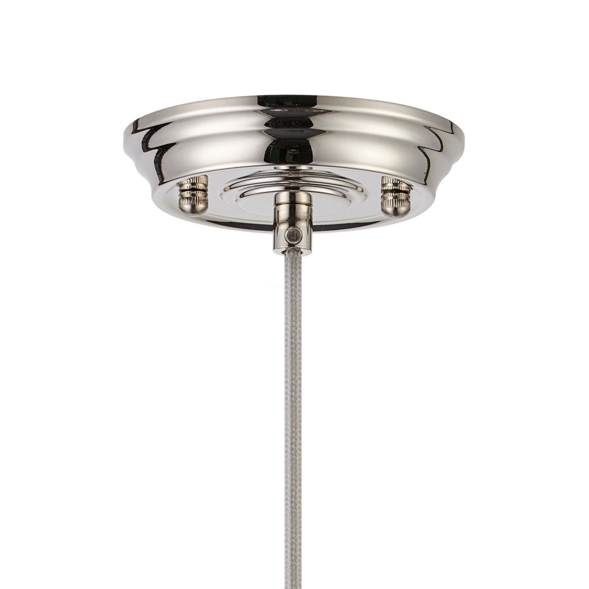 Appin Single Drop Pendant in Polished Nickel with Smoke Flower Bud Glass Shade