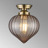 Appin Flush Ceiling Light in Antique Brass with Cognac Flower Bud Glass Shade