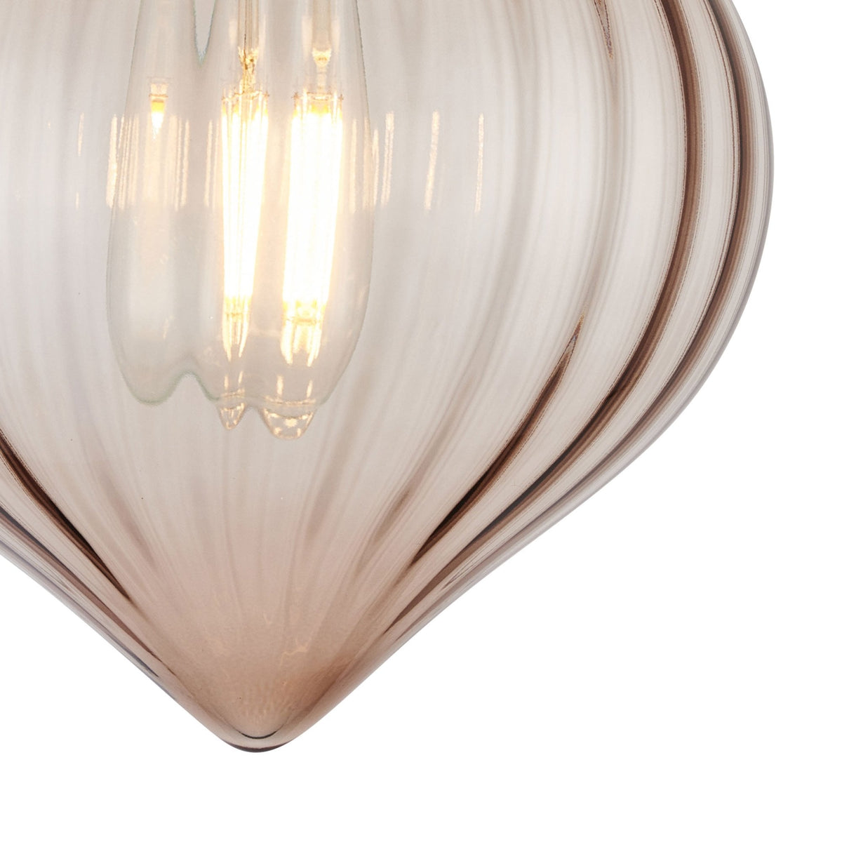 Appin Flush Ceiling Light in Antique Brass with Cognac Flower Bud Glass Shade