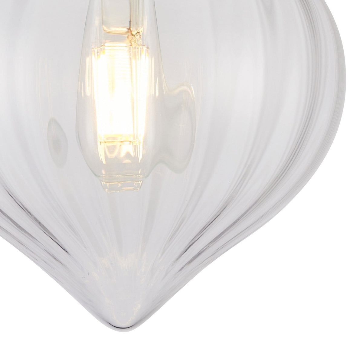 Appin Flush Ceiling Light in Antique Brass with Clear Flower Bud Glass Shade