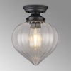 Appin Flush Ceiling Light in Satin Black with Clear Flower Bud Glass Shade