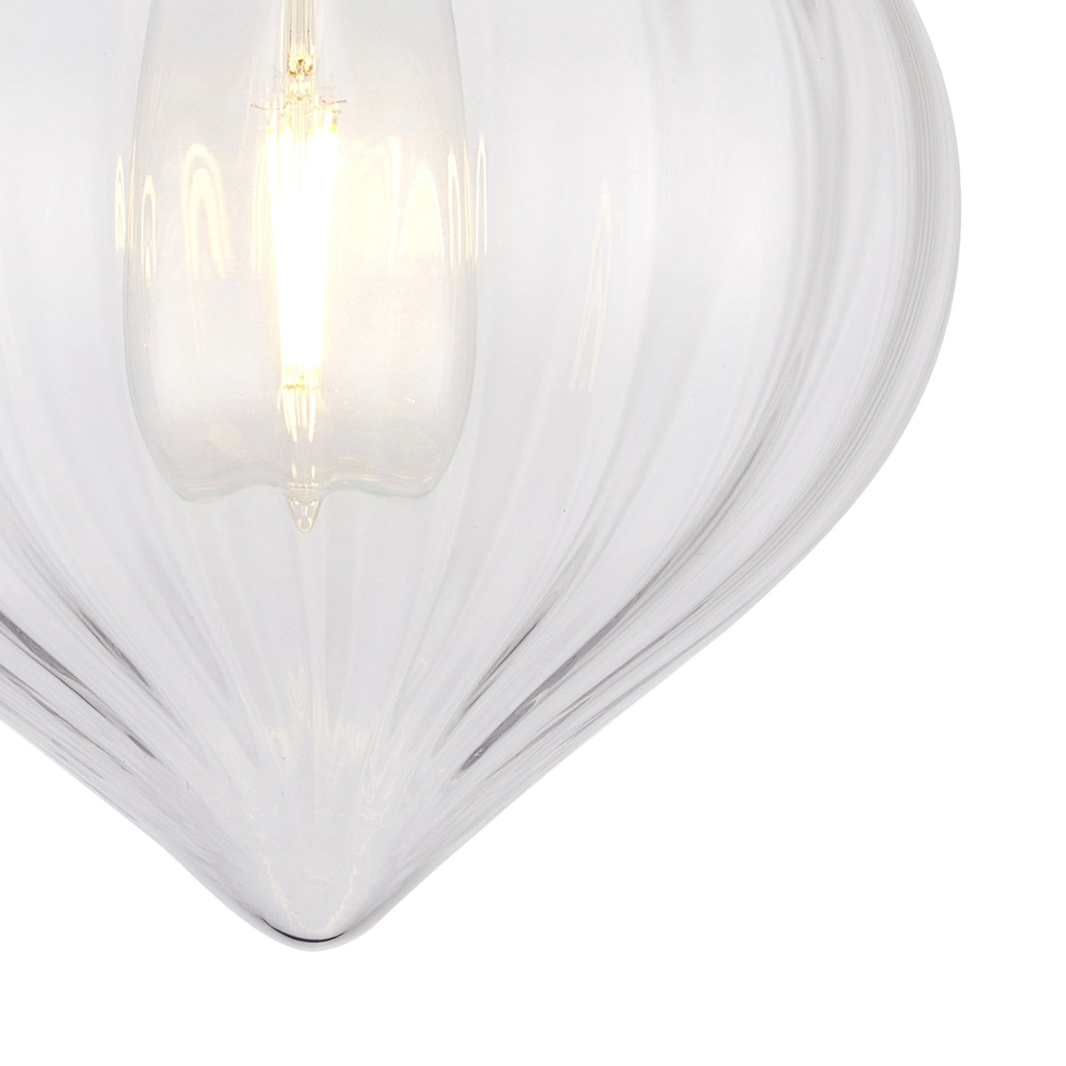 Appin Flush Ceiling Light in Satin Black with Clear Flower Bud Glass Shade