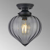 Appin Flush Ceiling Light in Satin Black with Smoke Flower Bud Glass Shade