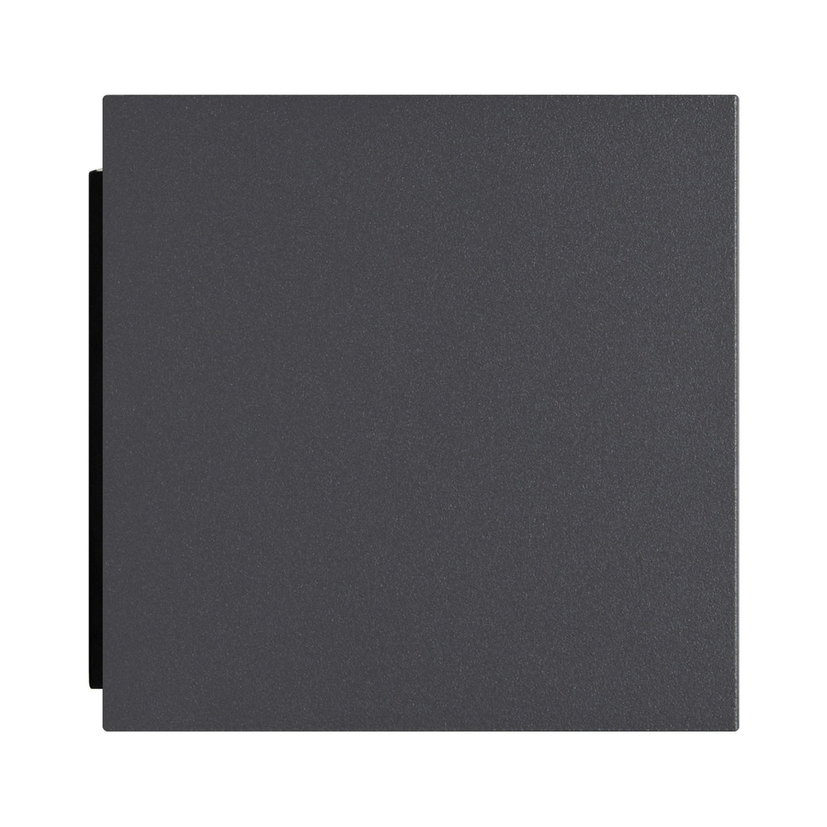 A close-up top-down view of the anthracite square outdoor LED wall light.
