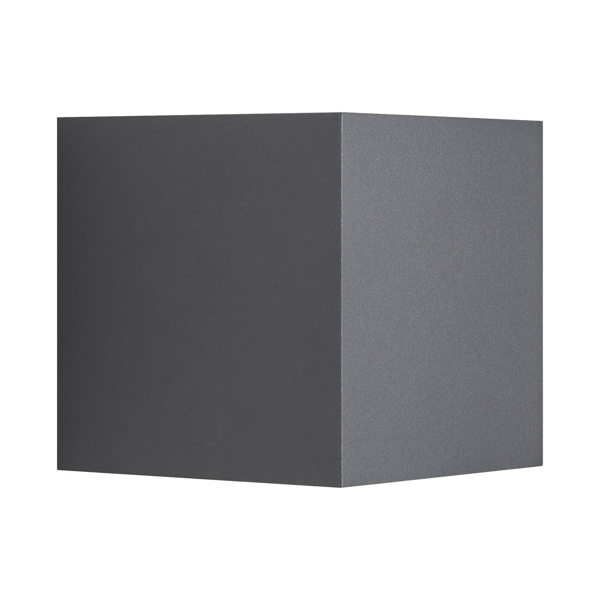 An angled view of the square anthracite outdoor LED wall light.