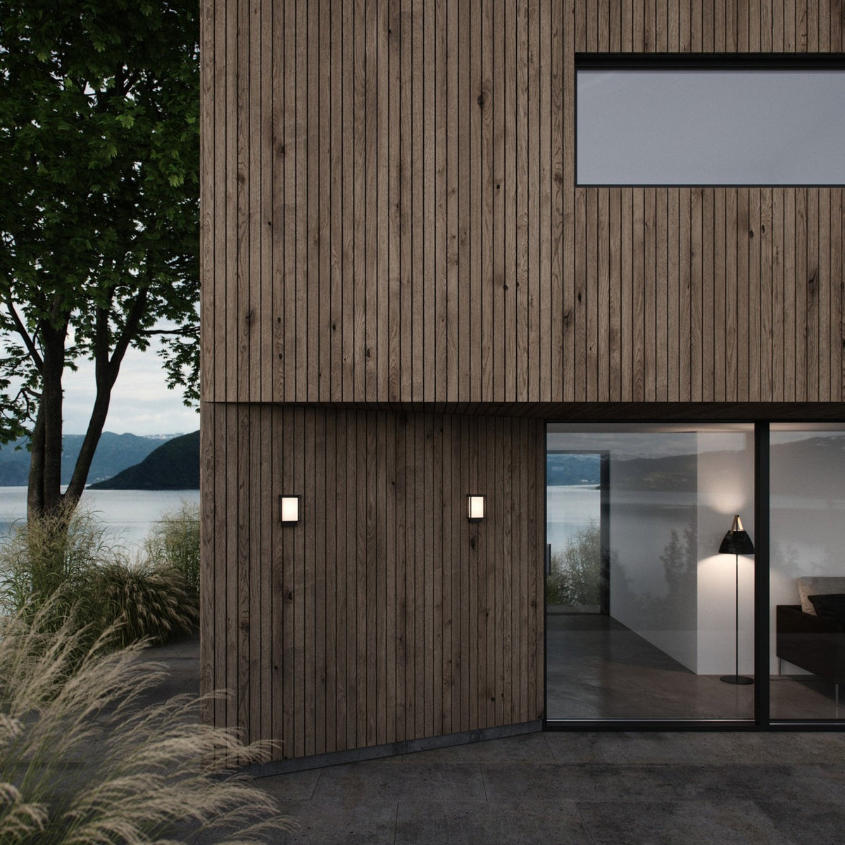 Nestor Outdoor IP44 LED Wall Light in Black With Frosted Diffuser