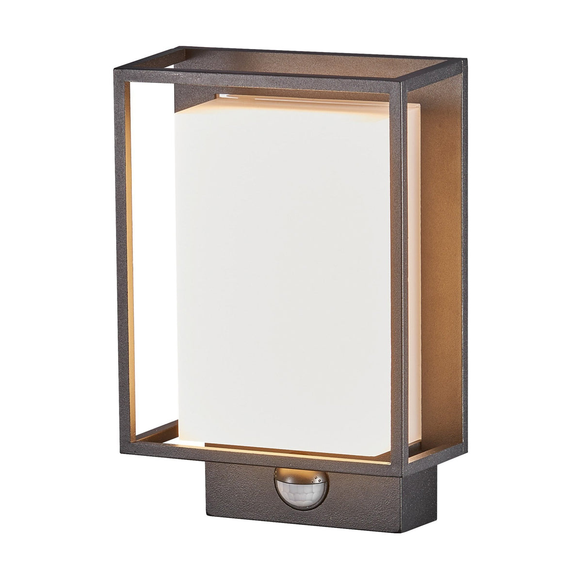 Nestor Outdoor IP44 LED PIR Wall Light in Black With Frosted Diffuser