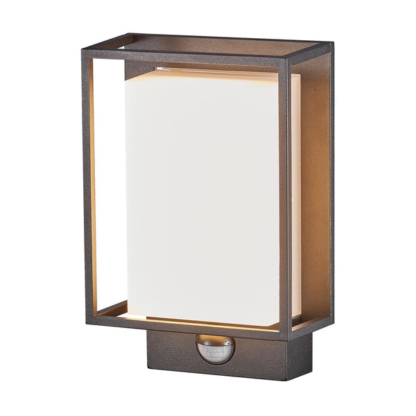 Nestor Outdoor IP44 LED PIR Wall Light in Black With Frosted Diffuser