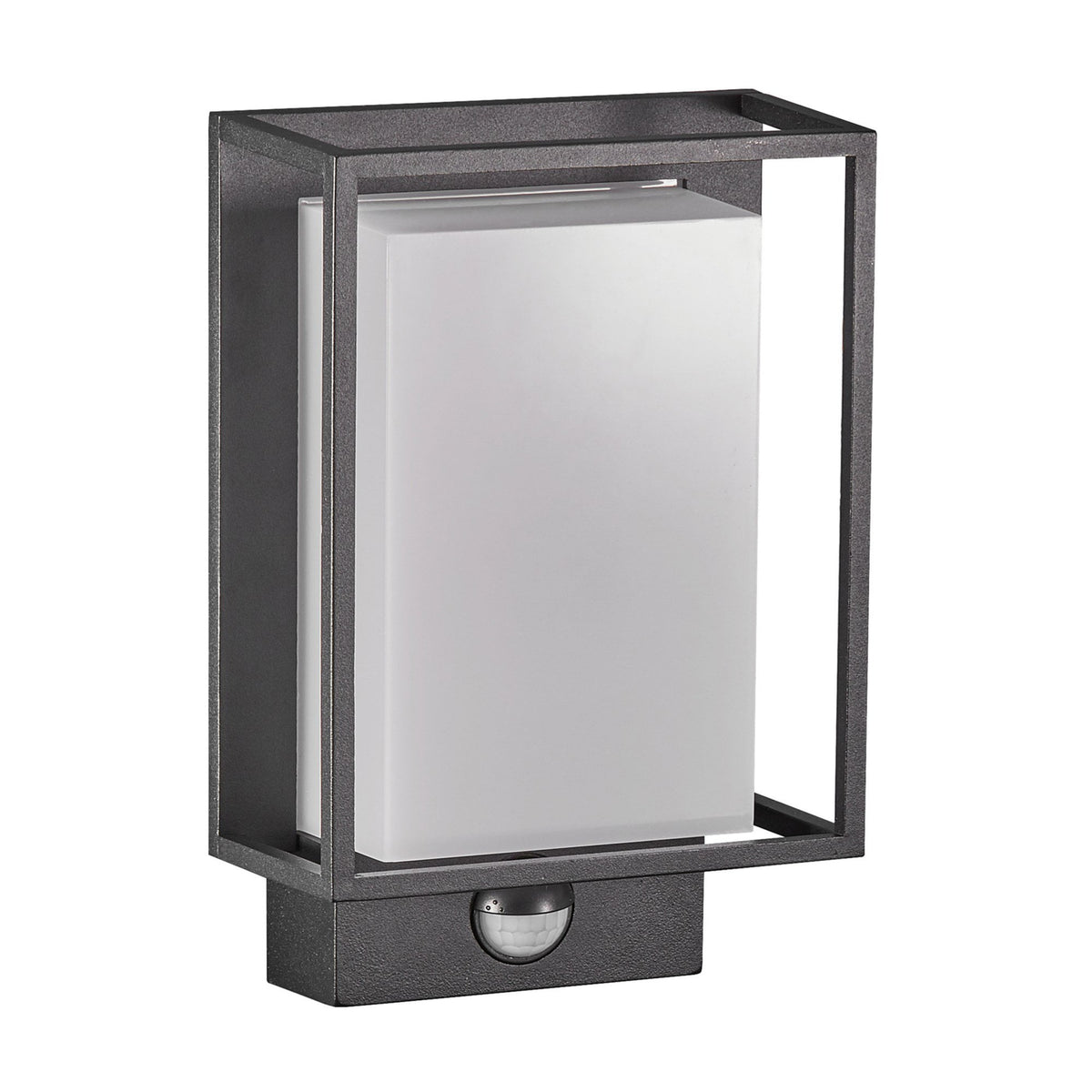 Nestor Outdoor IP44 LED PIR Wall Light in Black With Frosted Diffuser