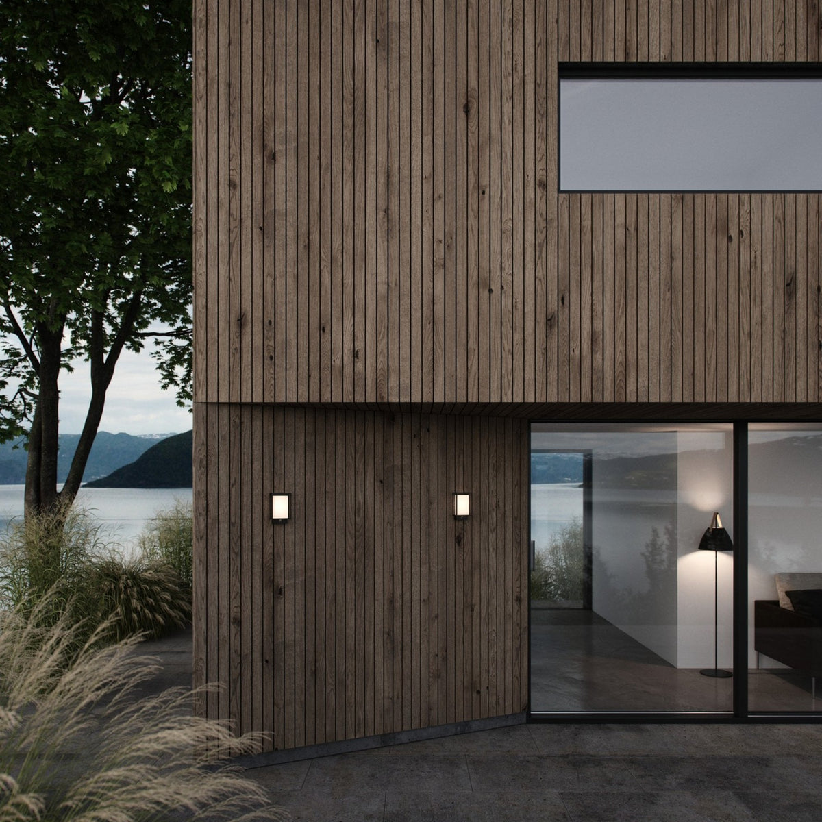 Nestor Outdoor IP44 LED PIR Wall Light in Black With Frosted Diffuser