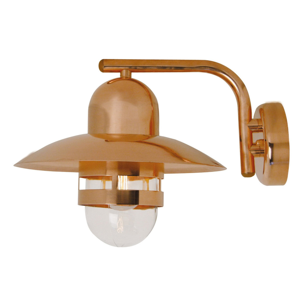 Nibe IP54 Coastal Wall Light in Copper With Glass Shade