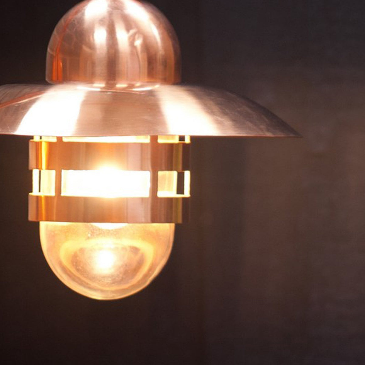 Nibe IP54 Coastal Wall Light in Copper With Glass Shade