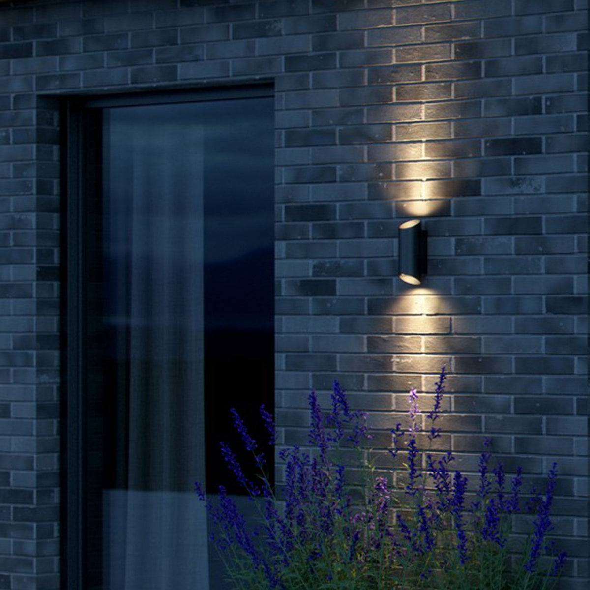 Nico 22 Round Outdoor IP54 Up and Down Wall Light in Black