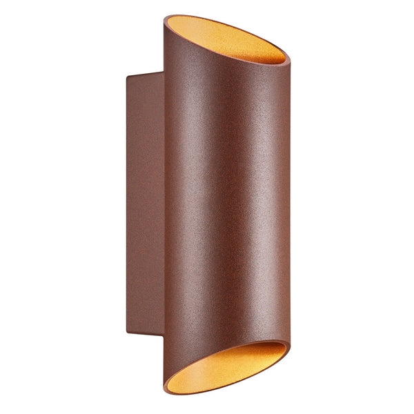 Nico Outdoor IP54 Up and Down Wall Light in Rusty Brown