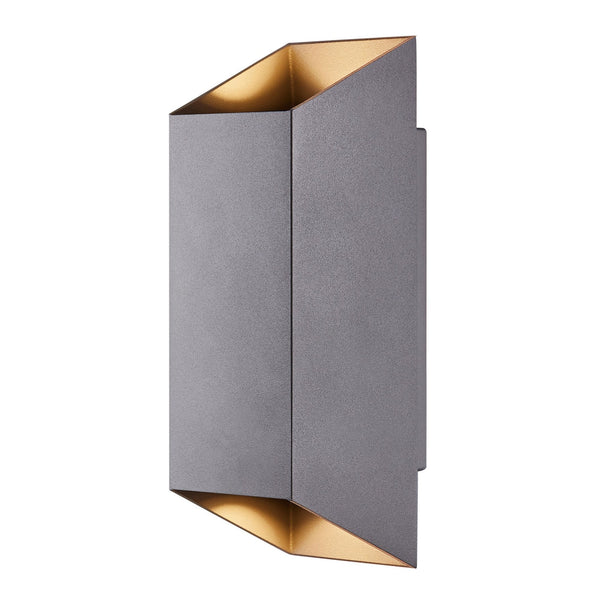 A modern outdoor light fitting on a white background, highlighting its form.