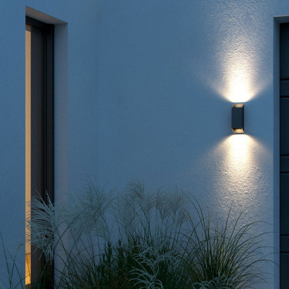 Nico Square Outdoor IP54 Up and Down Wall Light in Black