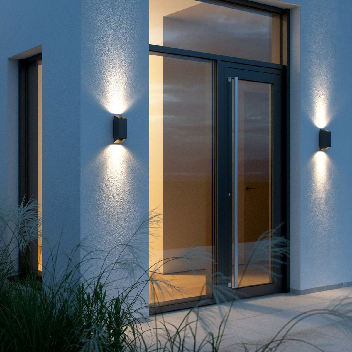 Nico Square Outdoor IP54 Up and Down Wall Light in Black