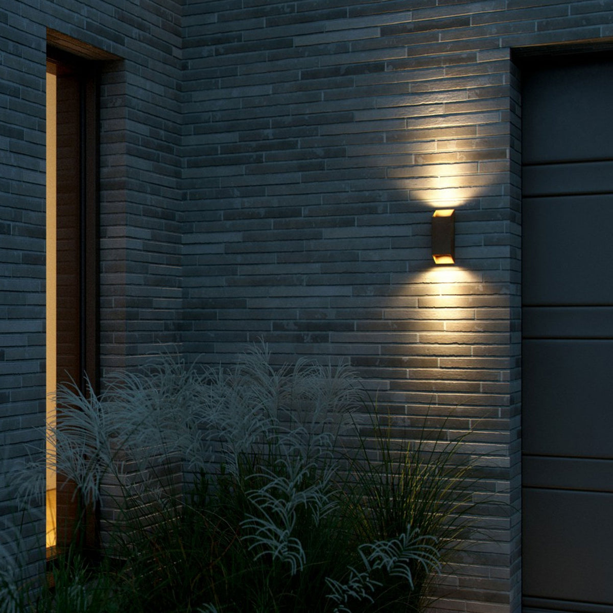 Nico Square Outdoor IP54 Up and Down Wall Light in Rusty Brown