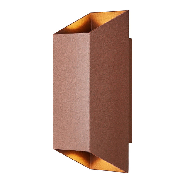 Nico Square Outdoor IP54 Up and Down Wall Light in Rusty Brown