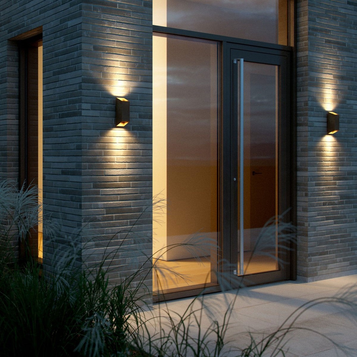 Nico Square Outdoor IP54 Up and Down Wall Light in Rusty Brown