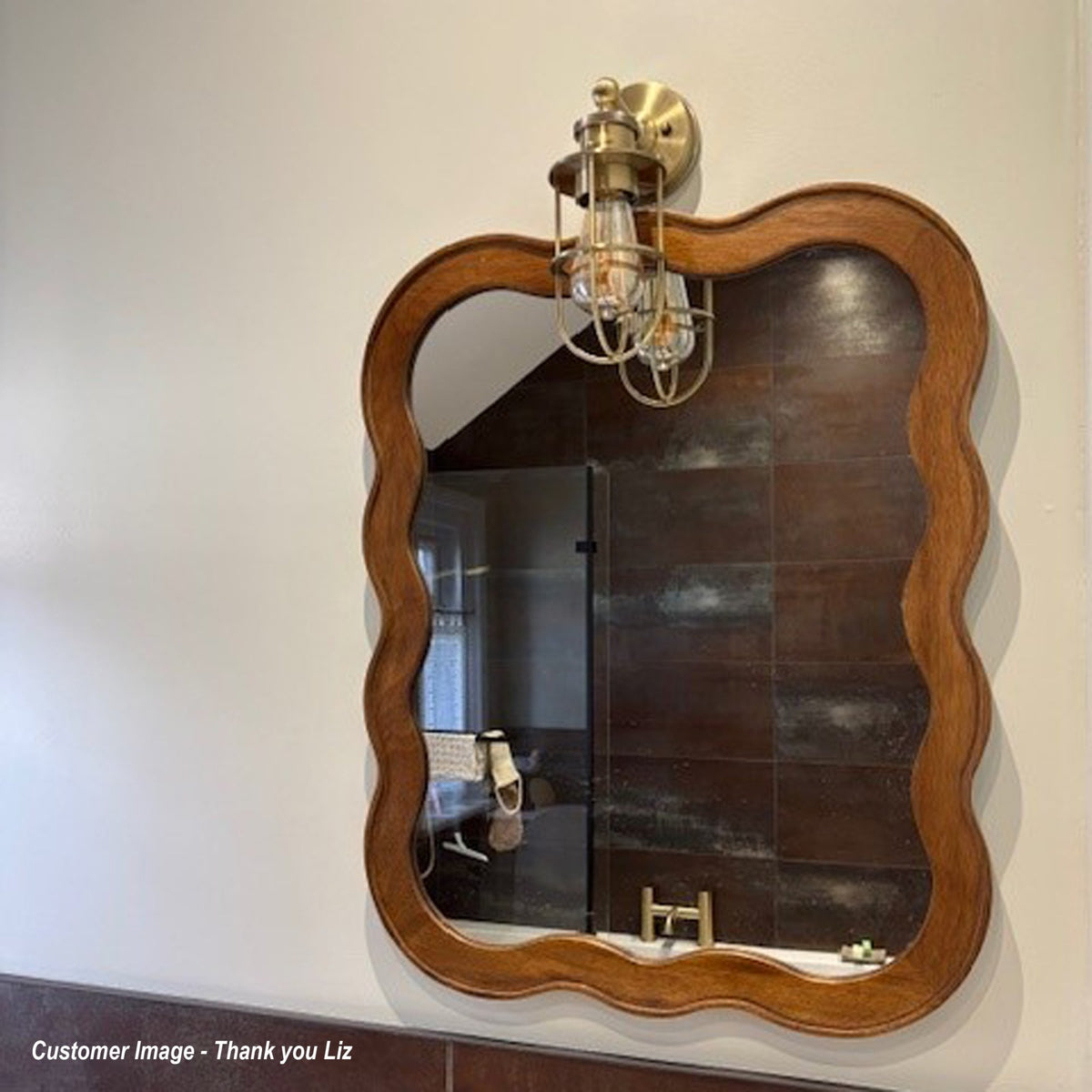 Crew Caged IP44 Switched Wall Light in Antique Brass