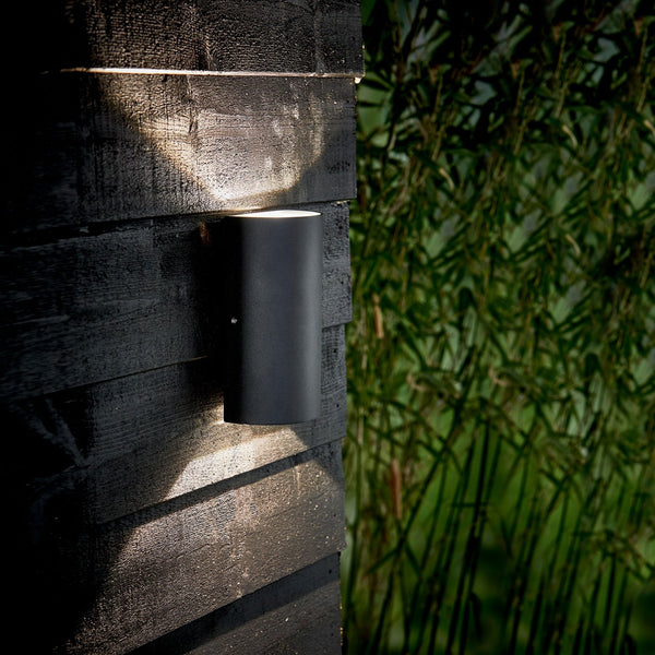 Rold Round IP54 LED Up and Down Wall Light in Black