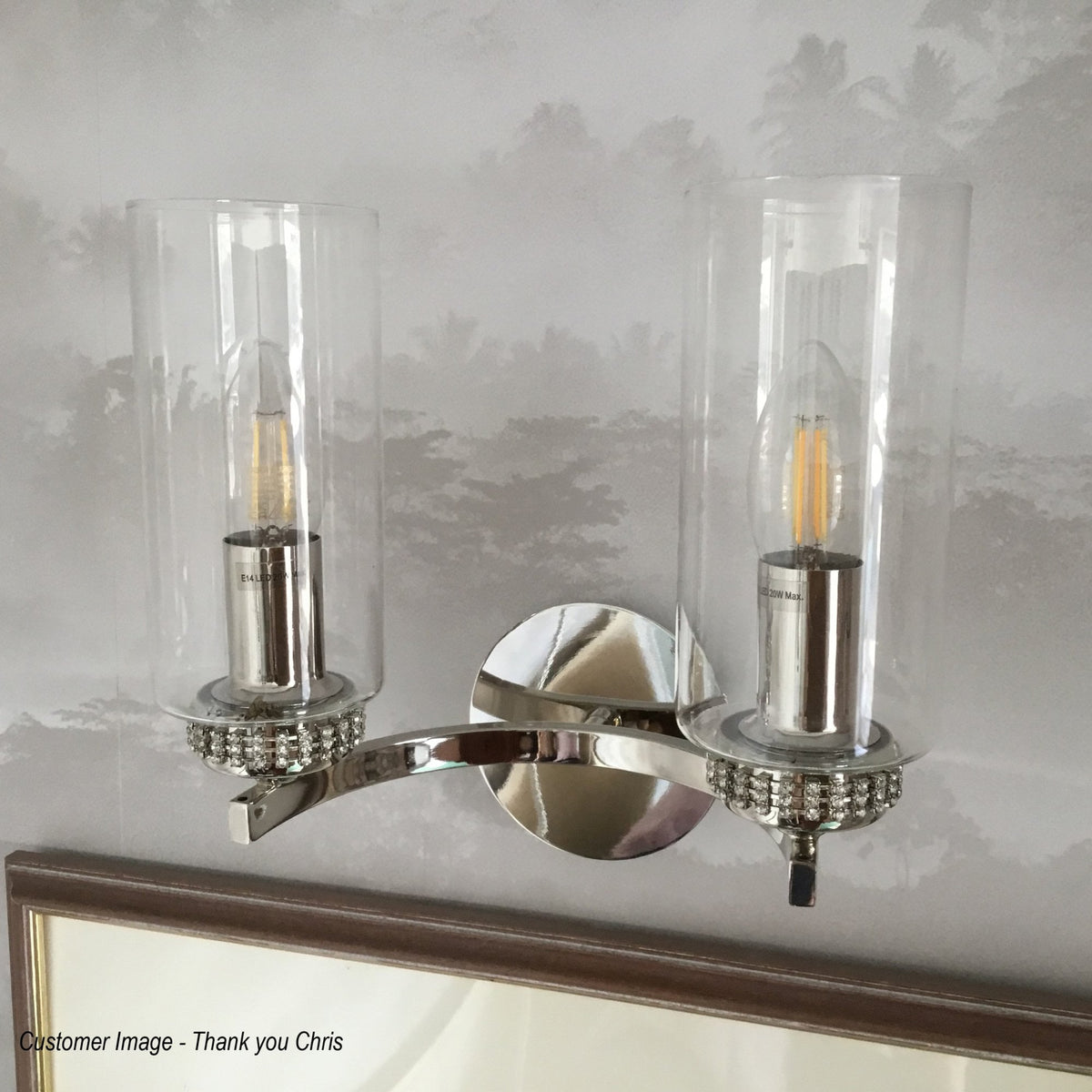Dunstone Switched Twin Arm Wall Light in Polished Nickel