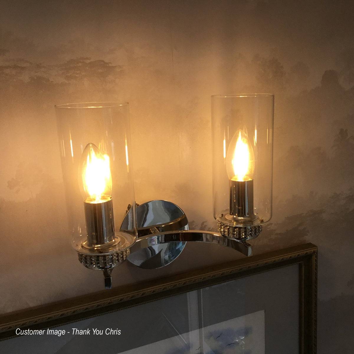 Dunstone Switched Twin Arm Wall Light in Polished Nickel