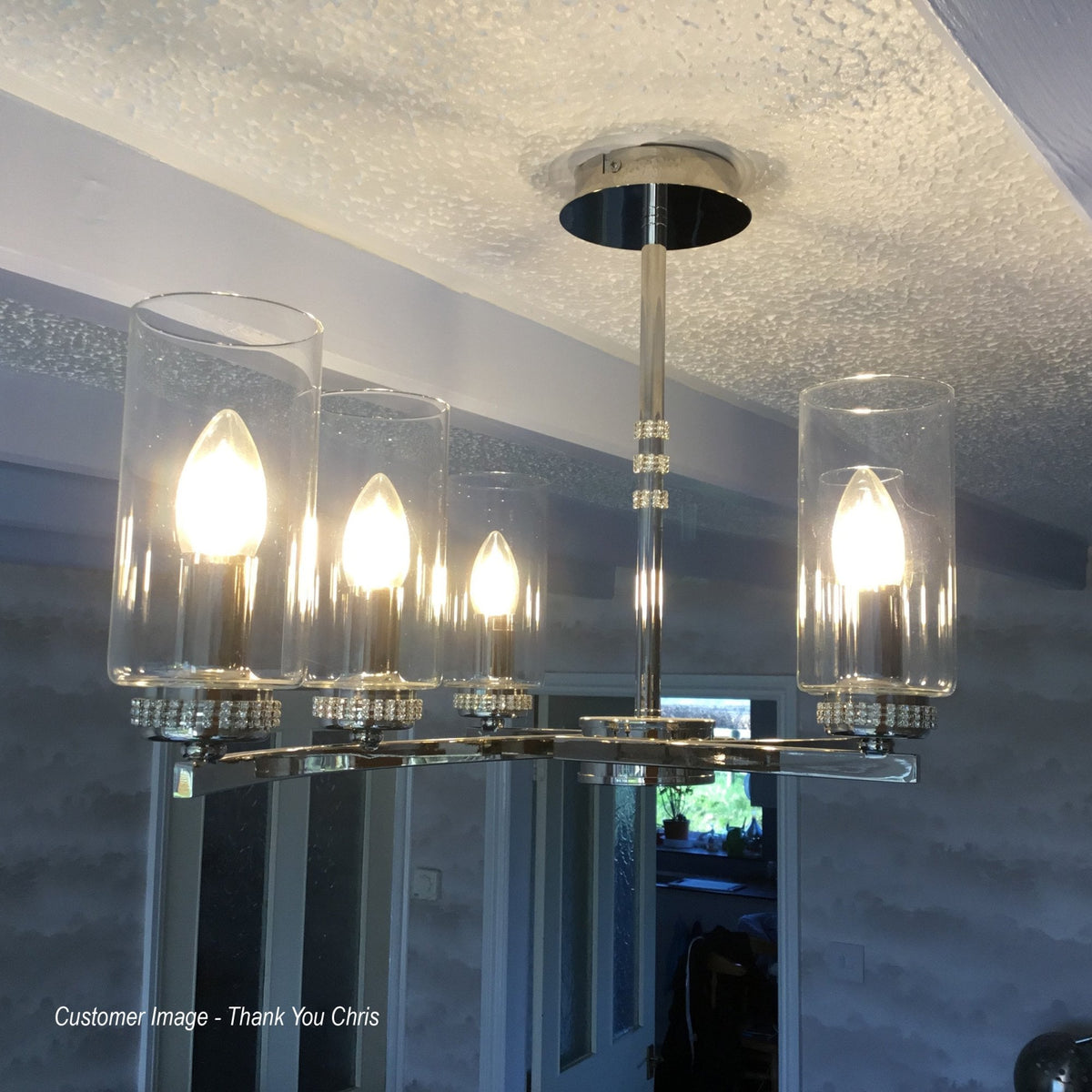 Dunstone 6 Arm Rectangular Pendant or Semi Flush in Polished Nickel