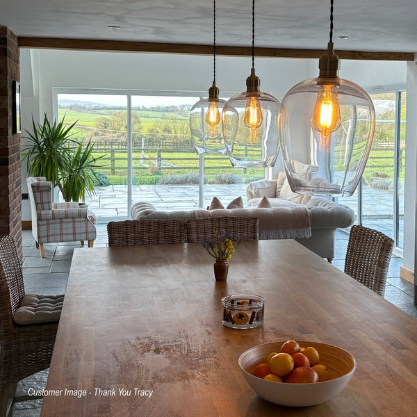 Hoburne Pendant in Antique Brass with Clear Glass