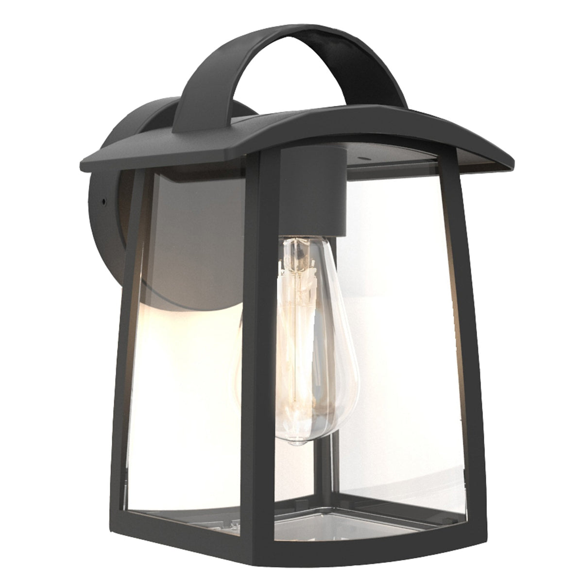 Kelsey Large Clear Glass Exterior Wall Lantern in Black