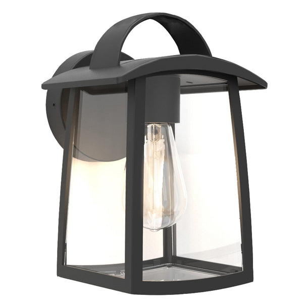 Kelsey Large Clear Glass Exterior Wall Lantern in Black