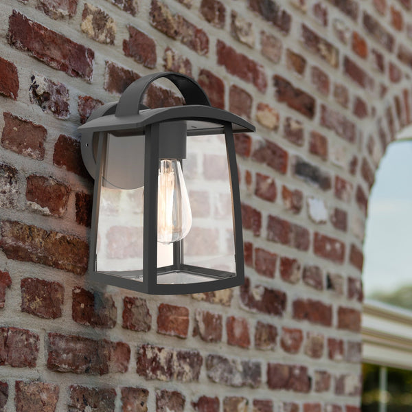 Kelsey Large Clear Glass Exterior Wall Lantern in Black